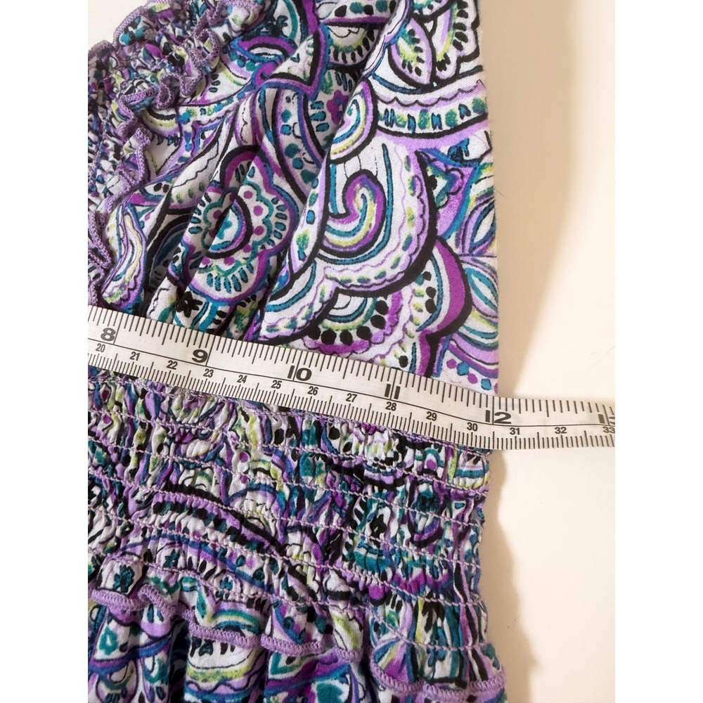 AGB Maxi Dress Women Size 4 Purple Paisley Excellent Boho Smocked V-Neck Ruffle - Picture 8 of 9
